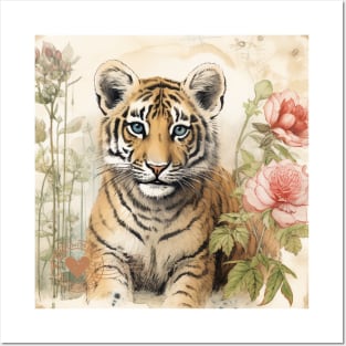 Tiger stamp watercolor design Posters and Art